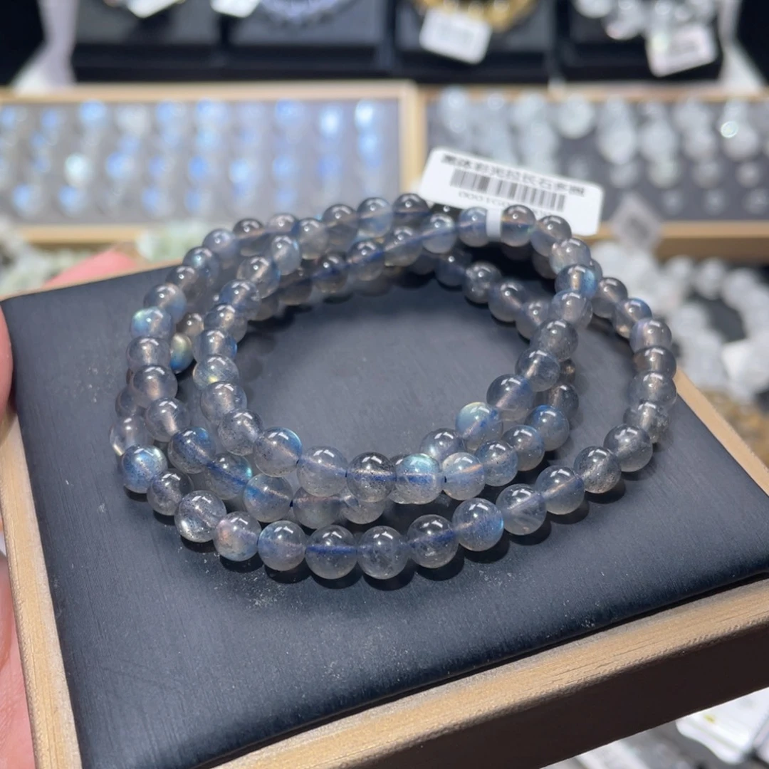 未镶嵌手链长石黑体炫彩拉长石手链多圈5.8mm