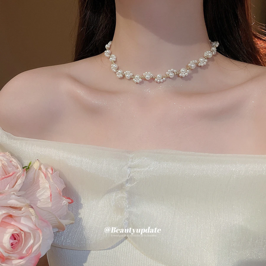 合金仿珍珠项链 猫爪串珠项链设计时尚百搭锁骨链轻奢气质颈链女