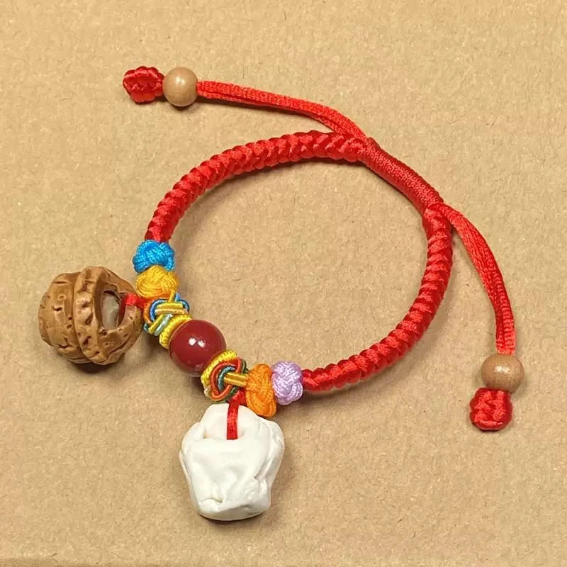 手链 宝宝压惊吓桃篮红绳手链婴儿童桃核猪惊骨平安手绳可调节