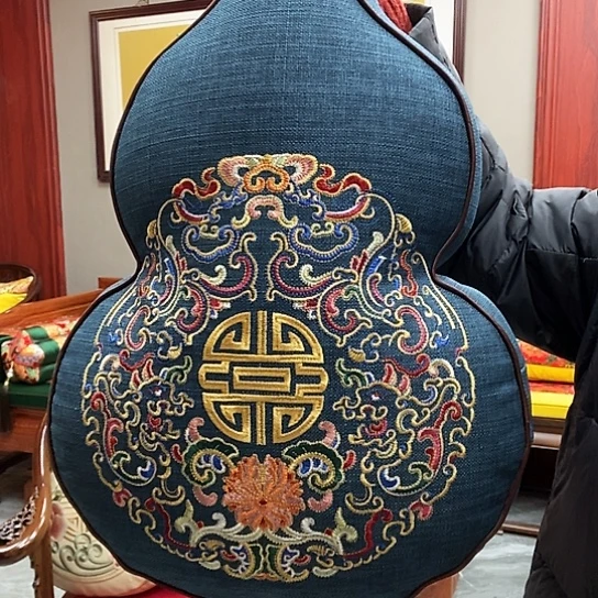 福利现货 葫芦抱枕蓝色麻布