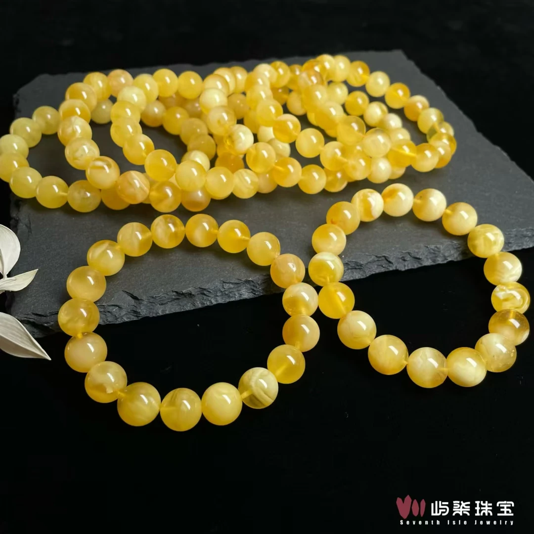 【要努力】H109 蜜蜡未镶嵌  蜜蜡妖花圆珠手串多样性发一
