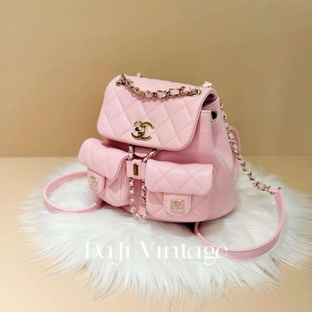 大吉中古/Chanel香奈儿樱花粉duma小号双肩包