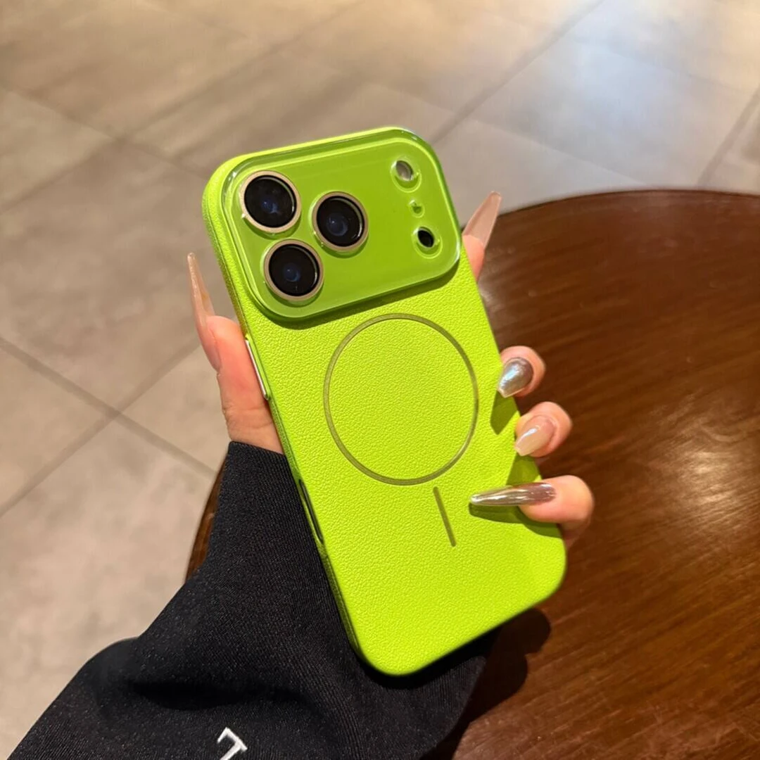 荔枝纹磁吸带镜头膜适用于苹果17promax手机壳iPhone网红同款高端