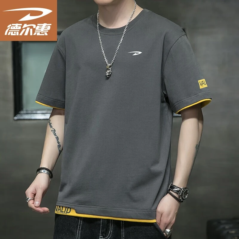 Deerway/德尔惠德尔惠短袖T恤男半袖上衣男士夏季透气体恤休闲服