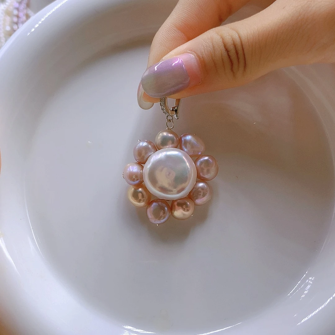 银S925镶嵌耳饰淡水珍珠