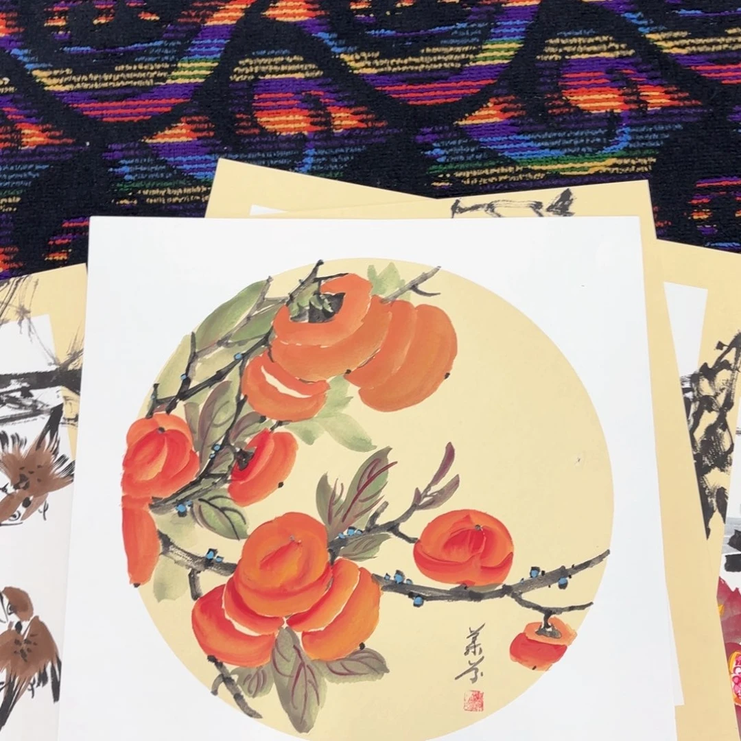 国画吴兰芬卡纸童