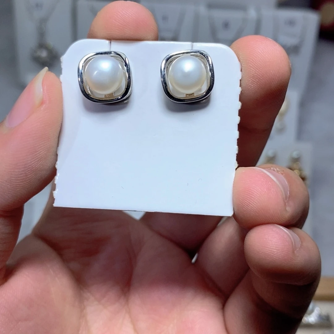 耳饰淡水珍珠银S925镶嵌