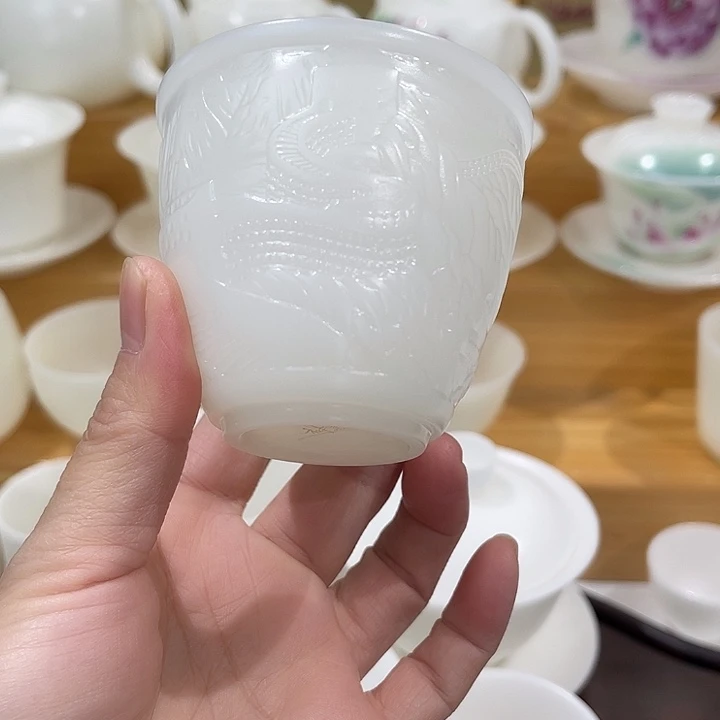 璞玉新材素烧浮雕长城主人杯100