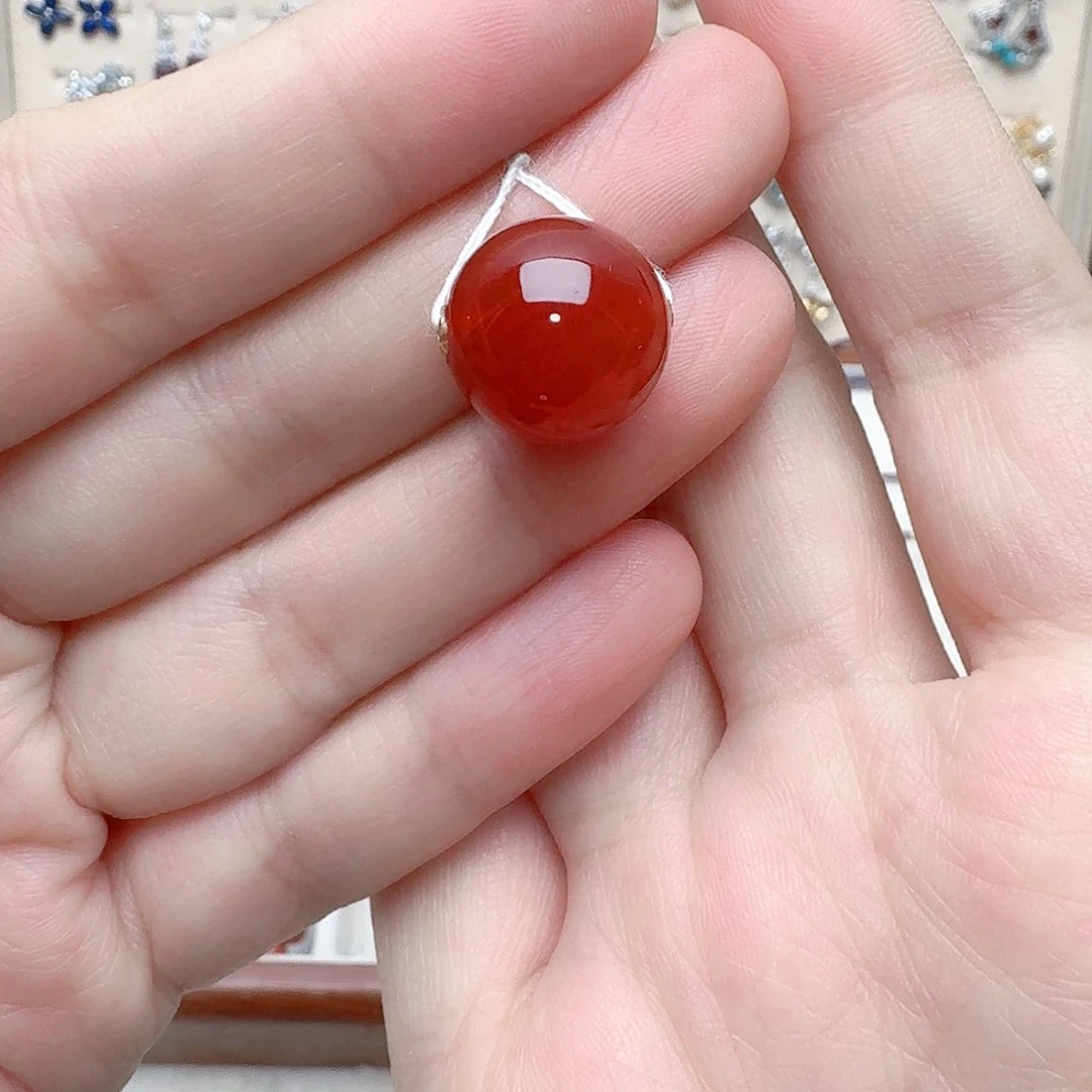 玛瑙/玉髓吊坠(不含链)18K金镶嵌吊坠487