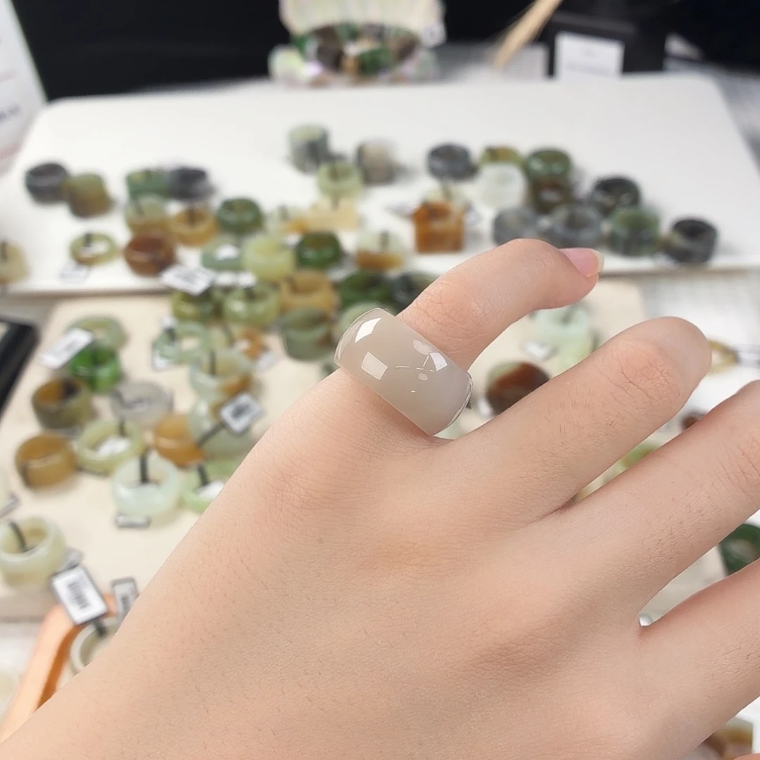 和田玉未镶嵌戒指x100藕粉墩墩16.0不退换