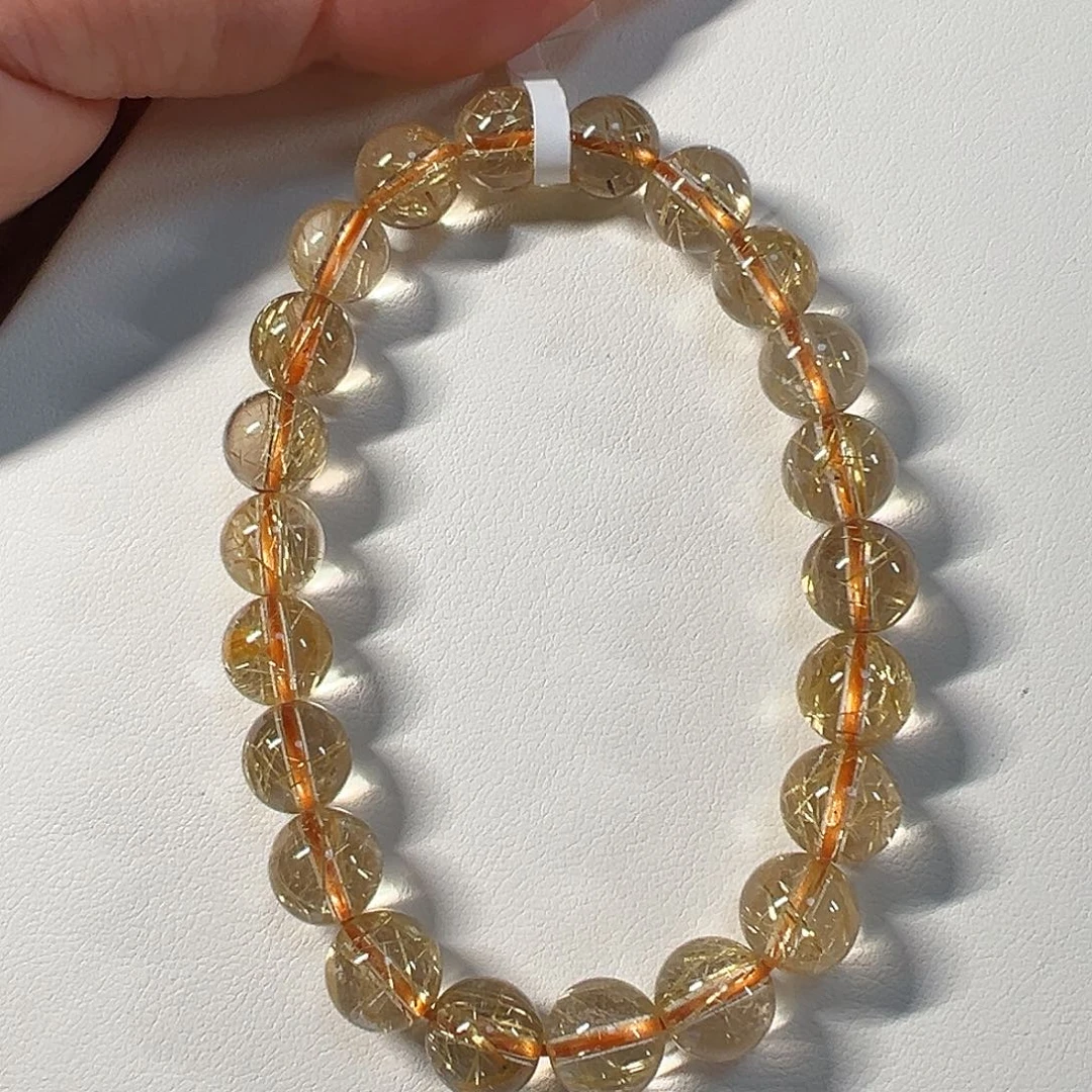 发晶手串未镶嵌天然巴西钛晶8.8mm透体单圈手串