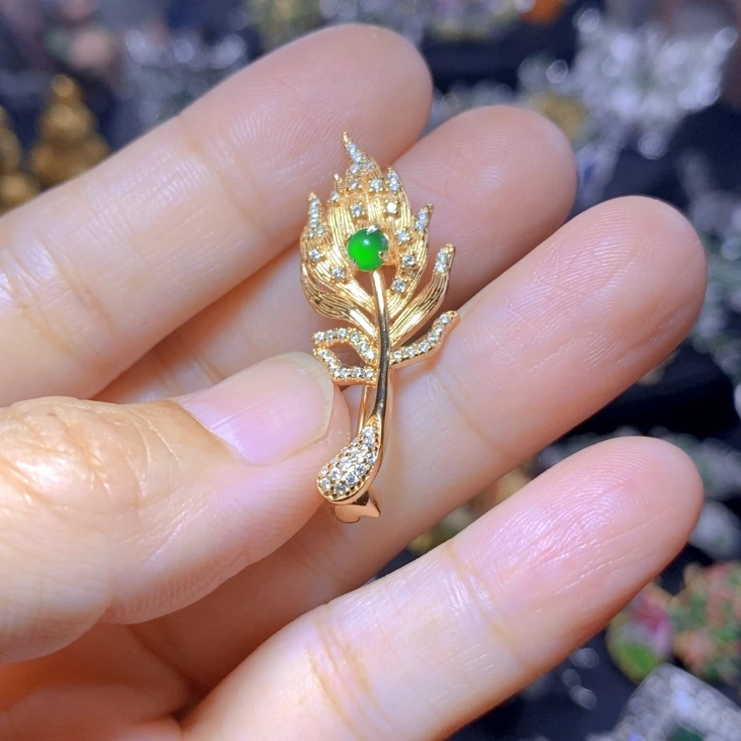 翡翠银S925镶嵌吊坠(不含链)天然翡翠