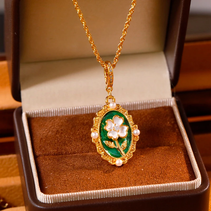 铜合金项链 《货号9016）新中式油画太阳花颈链（链长42+5）