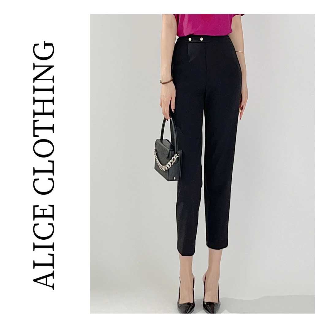 5[alicelulu]“月光石”通勤九分裤简约利落莹润知性H621461G