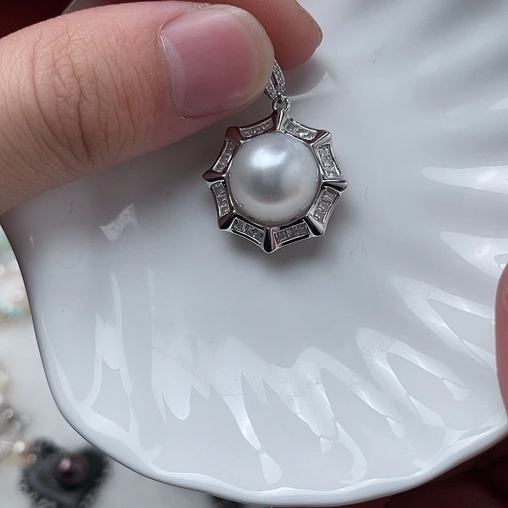 海水珍珠吊坠(不含链)银S925镶嵌