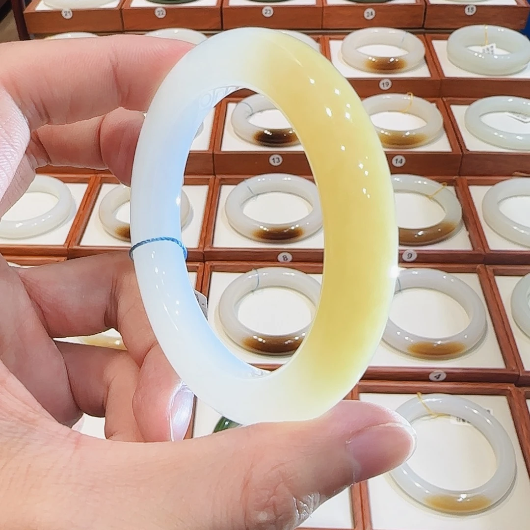 和田玉未镶嵌手镯冰黄糖羊脂白55 56