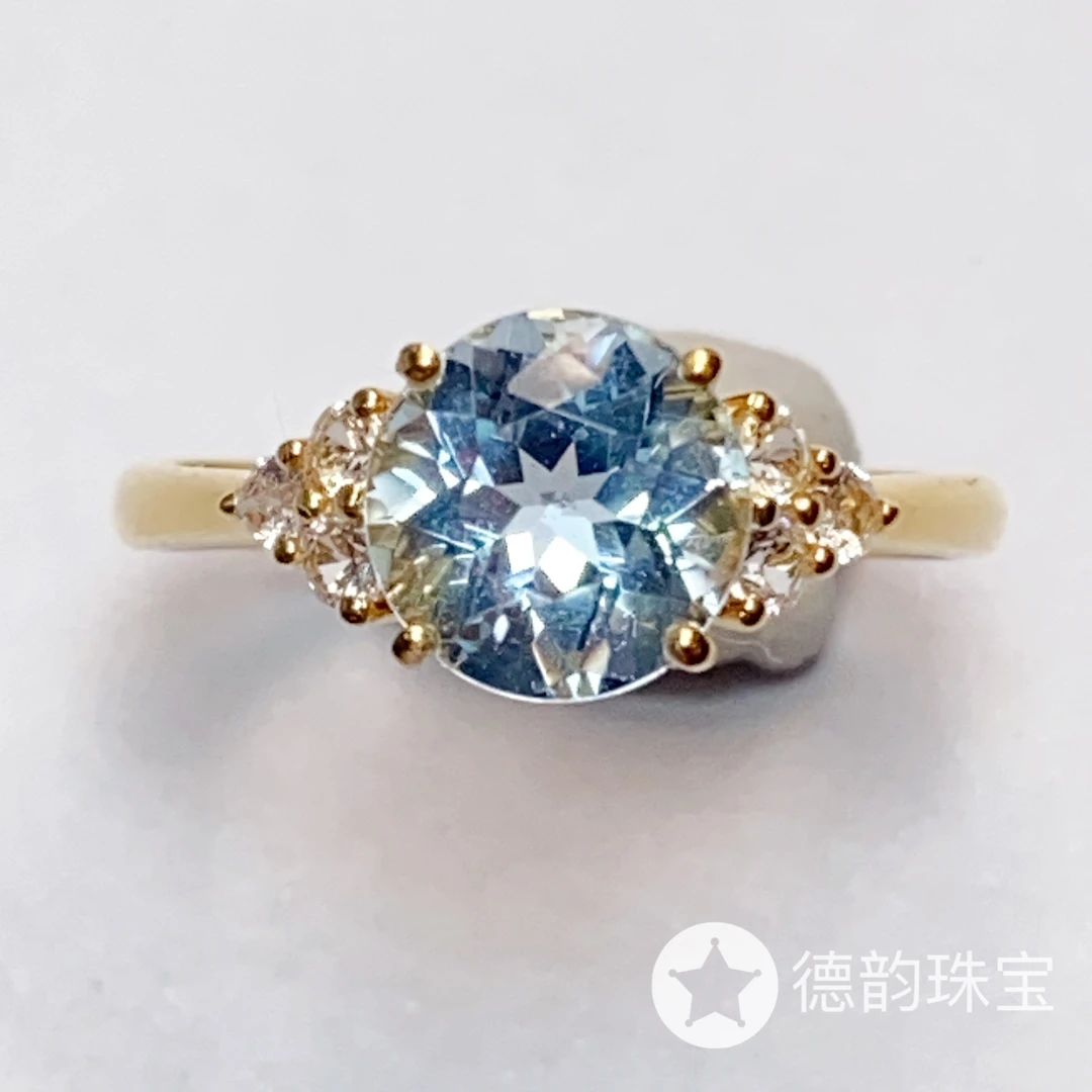 18K金镶嵌海蓝宝石戒指 约1.60ct