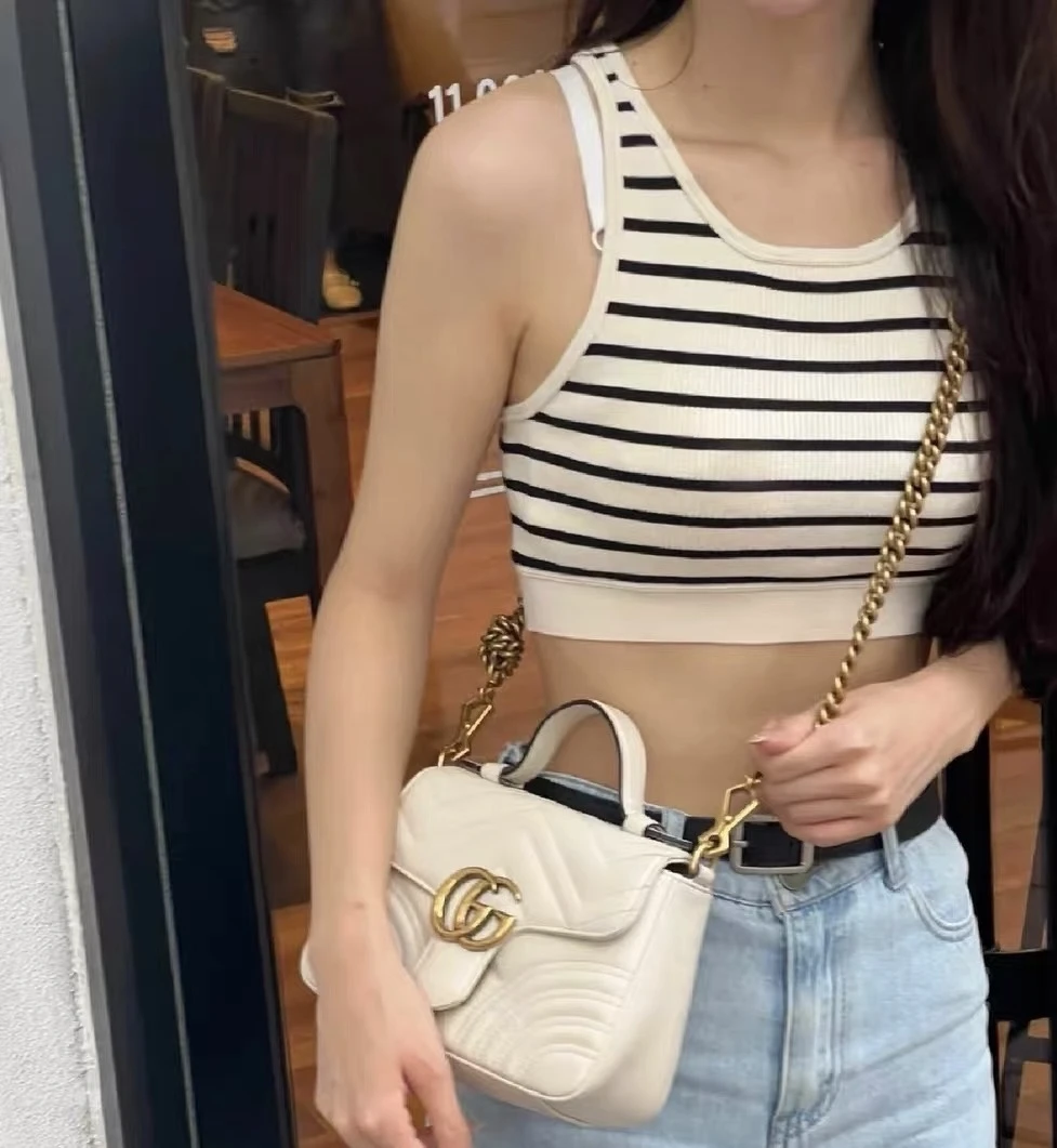 95新 GUCCI/古驰 展会外场！白色马蒙手提邮差包
