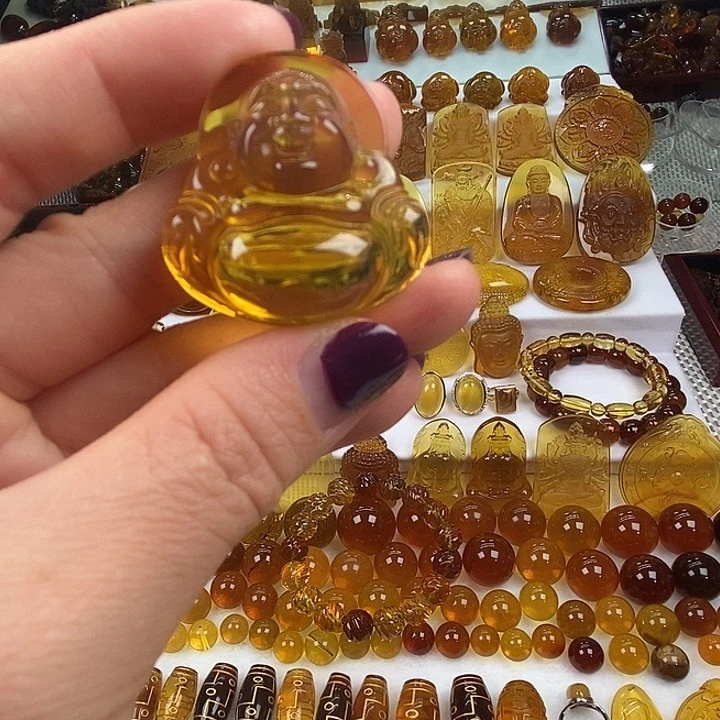 琥珀吊坠(不含链)未镶嵌天然缅甸琥珀金珀大肚佛