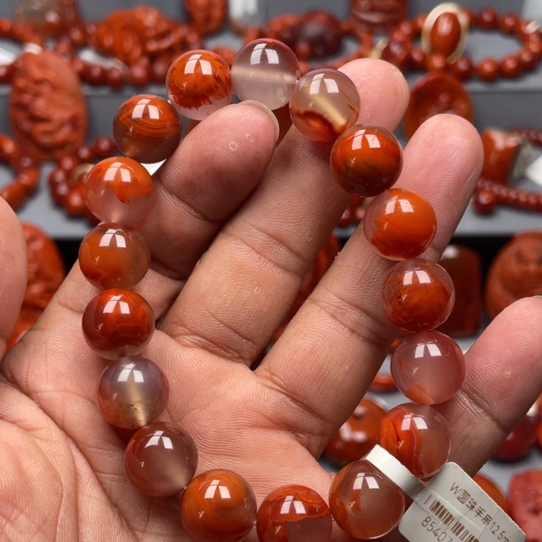 南红玛瑙未镶嵌珠宝奇石单圈12➕