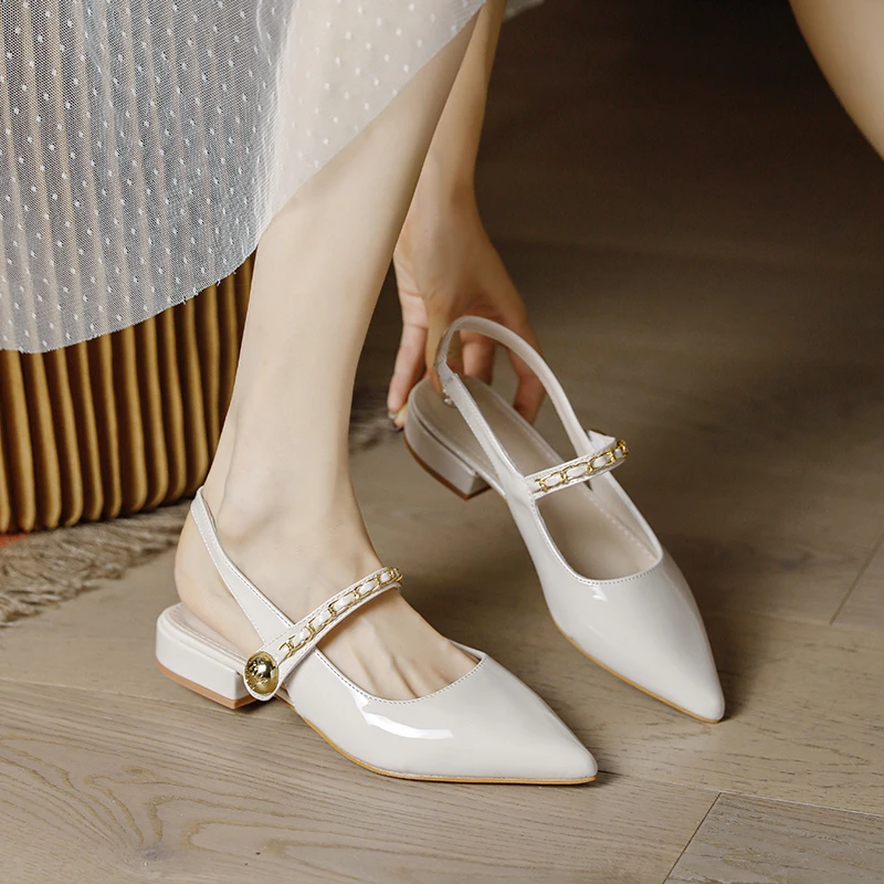 【爆款甩尾】2025新款仙女风尖头气质包头凉鞋女外穿夏季浅口单鞋女