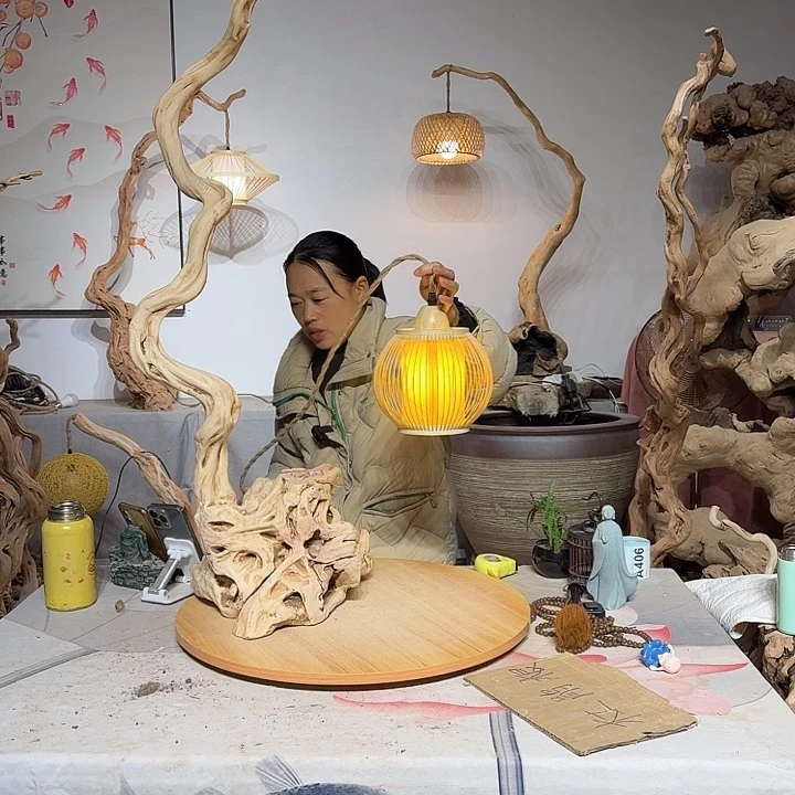 境***造杜鹃根艺术中心根灯