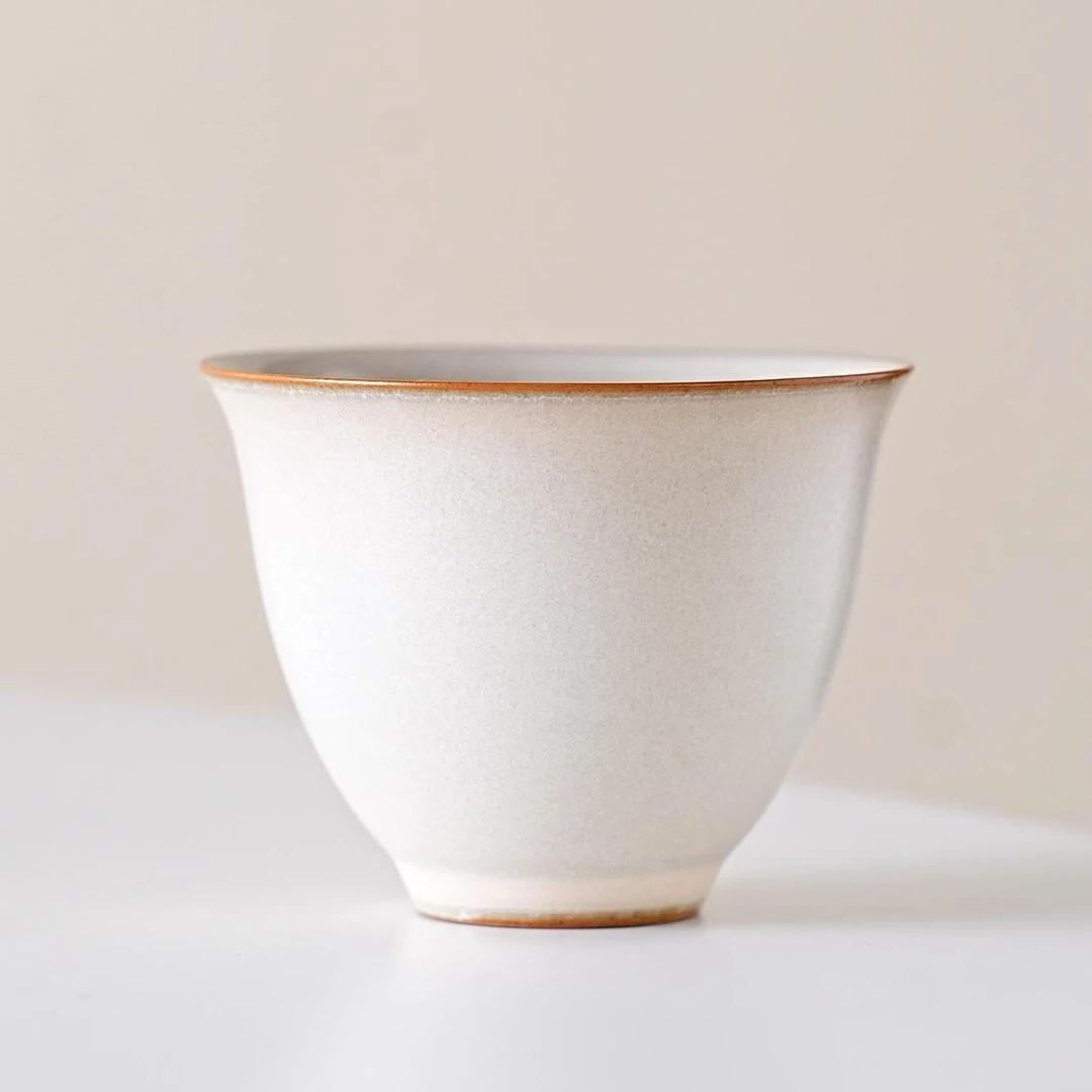 喜物 雪花白撇口杯茶杯主人杯客杯陶瓷茶道茶具