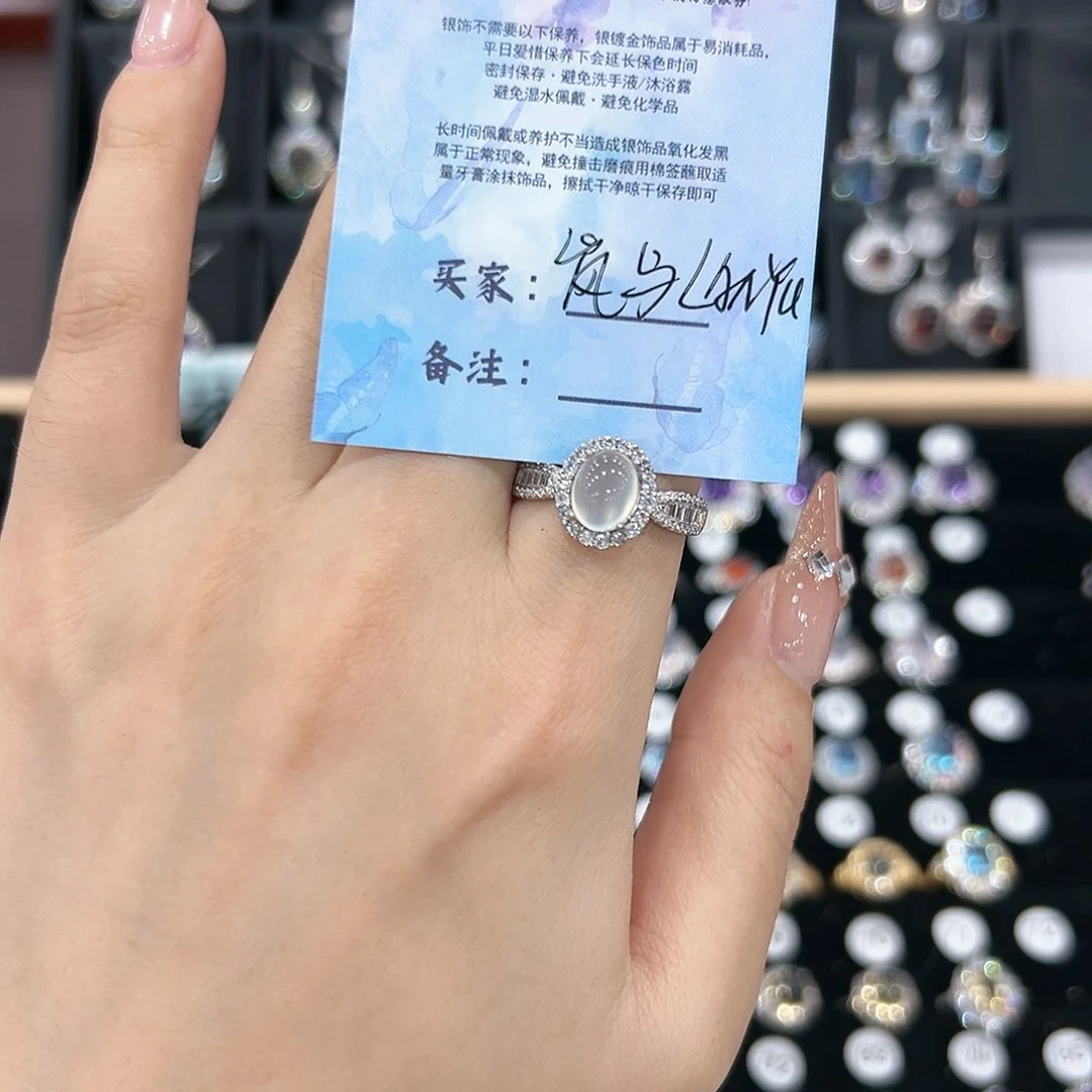 烟晶戒指银S925镶嵌戒指