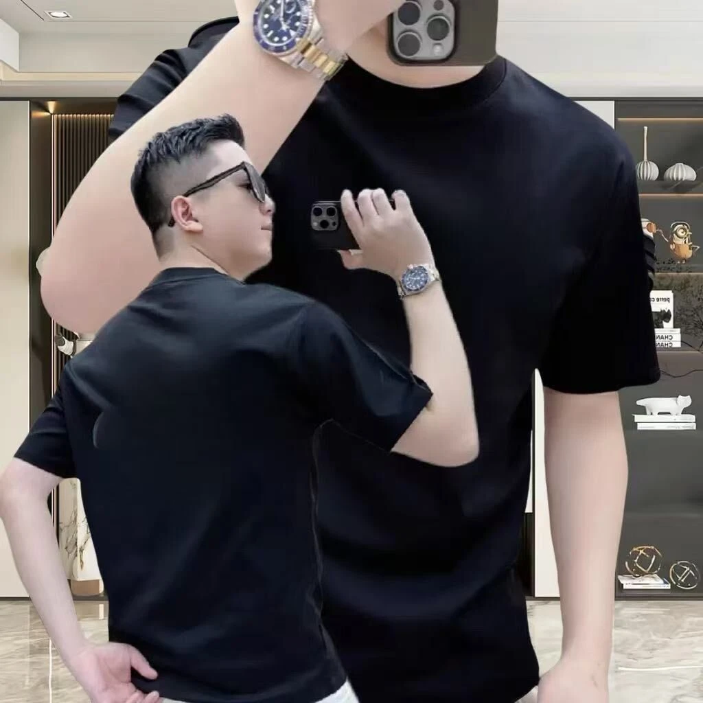 2025美式潮牌夏季新款男士纯棉短袖T恤时尚休闲百搭圆领上衣