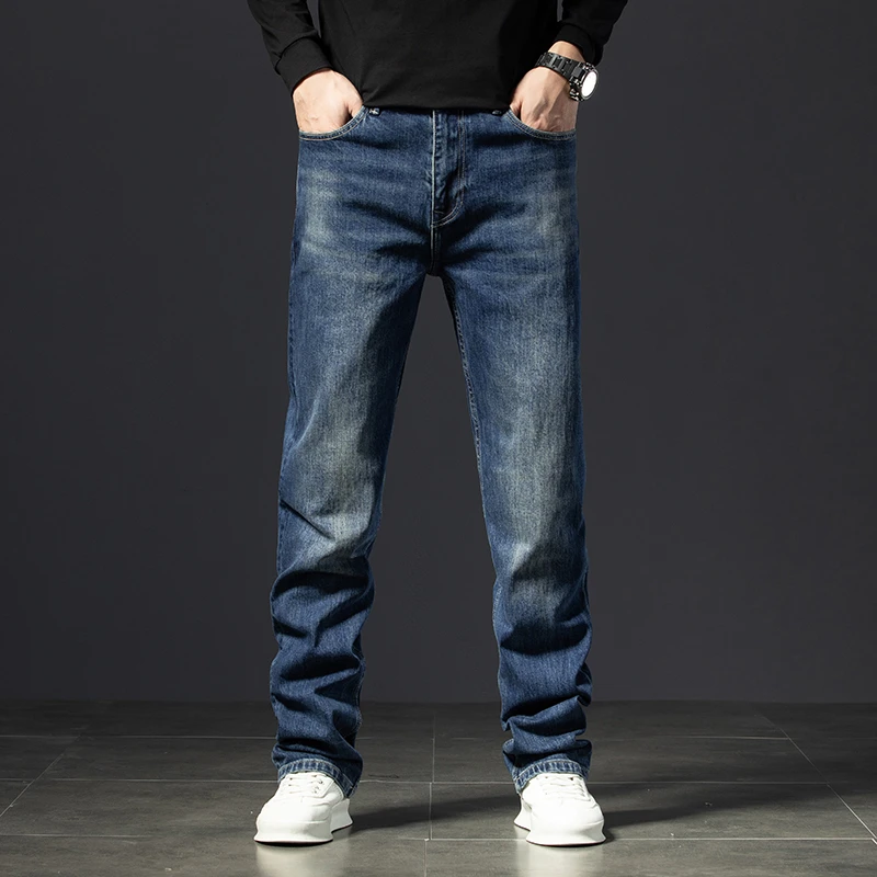 【加长版】春秋男式直筒宽松牛仔裤男士大个百搭长裤子110-120CM长