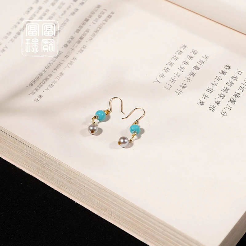 【双璨】富富珠宝 绿松石18k金百搭耳钉（天然珠宝多样性发）