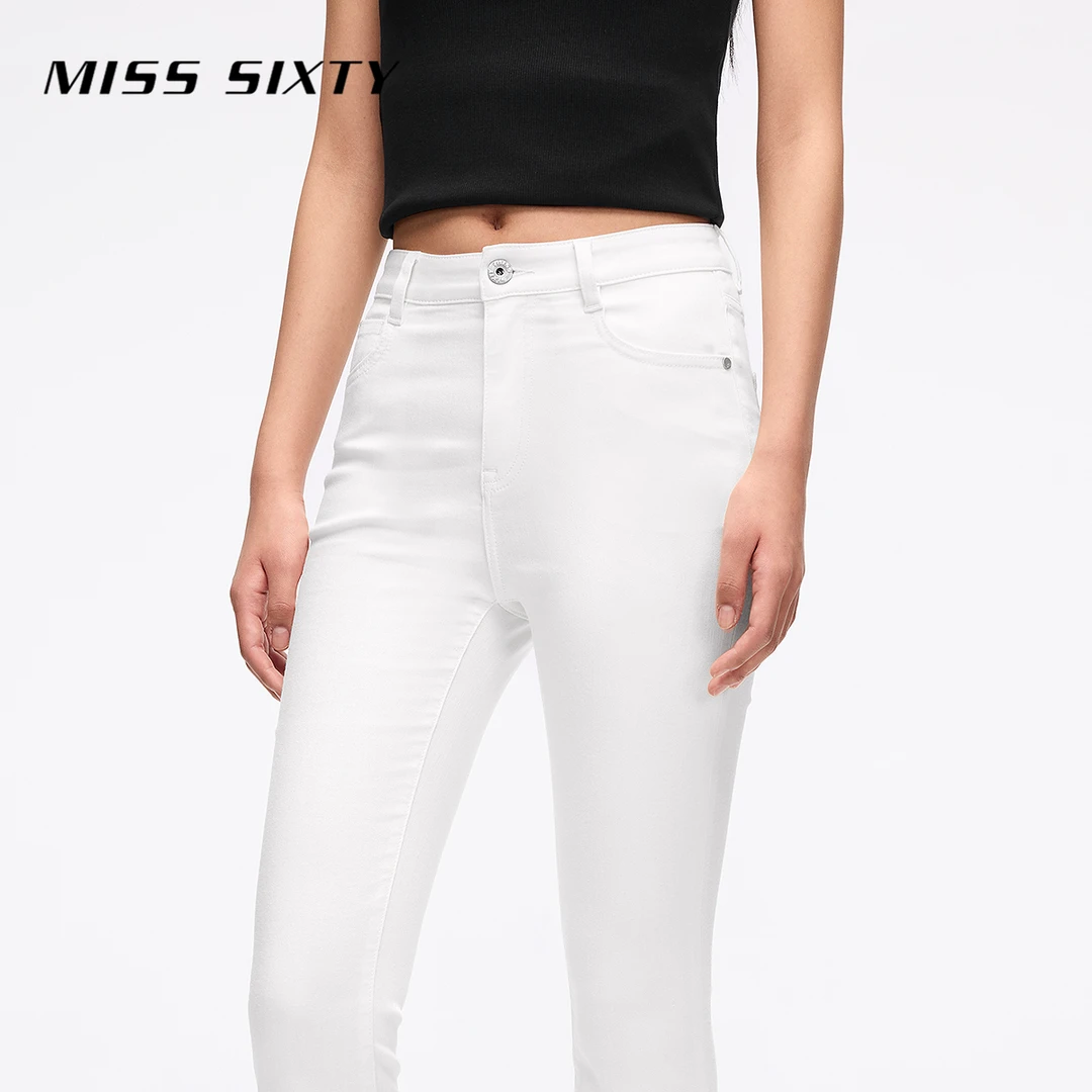 【妙妙专属】Miss Sixty2025新款牛仔裤女白色含醋酸微喇叭长