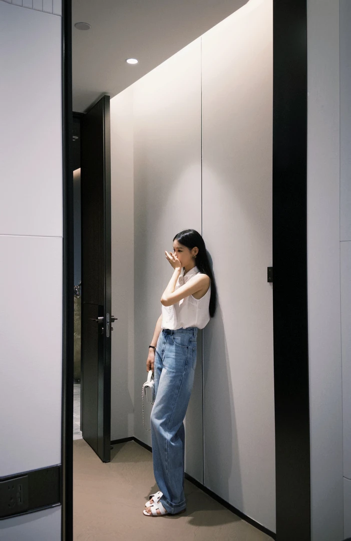 【BAGALIO】【黑扣牛仔】纯棉宽松直筒阔腿牛仔长裤 2899