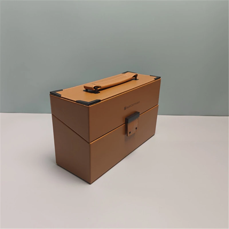 yl143修丽*棕色手拎化妆包化妆箱收纳包首饰盒便携整理包