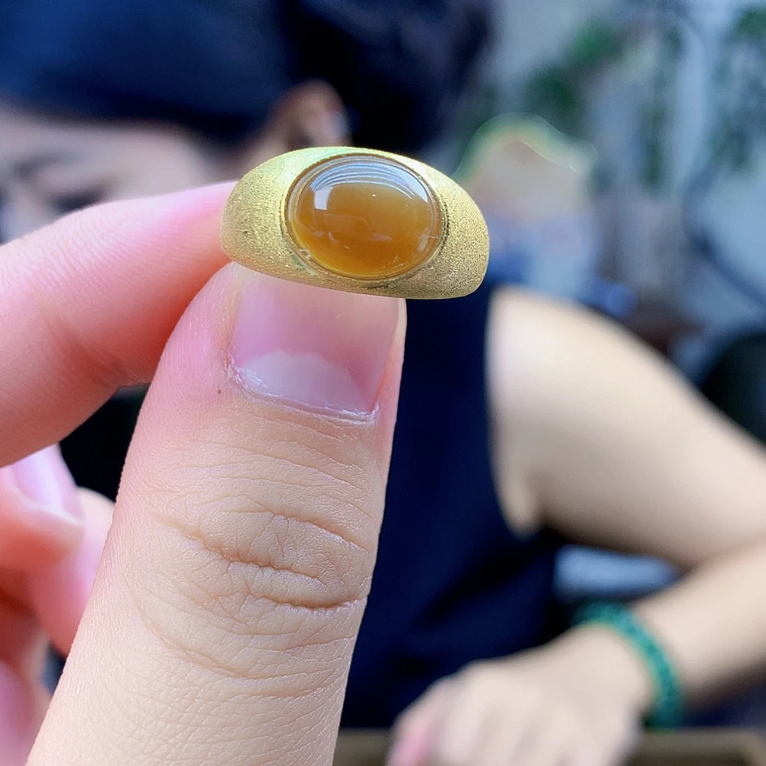 和田玉（糖玉）银S925镶嵌吊坠(不含链)戒指