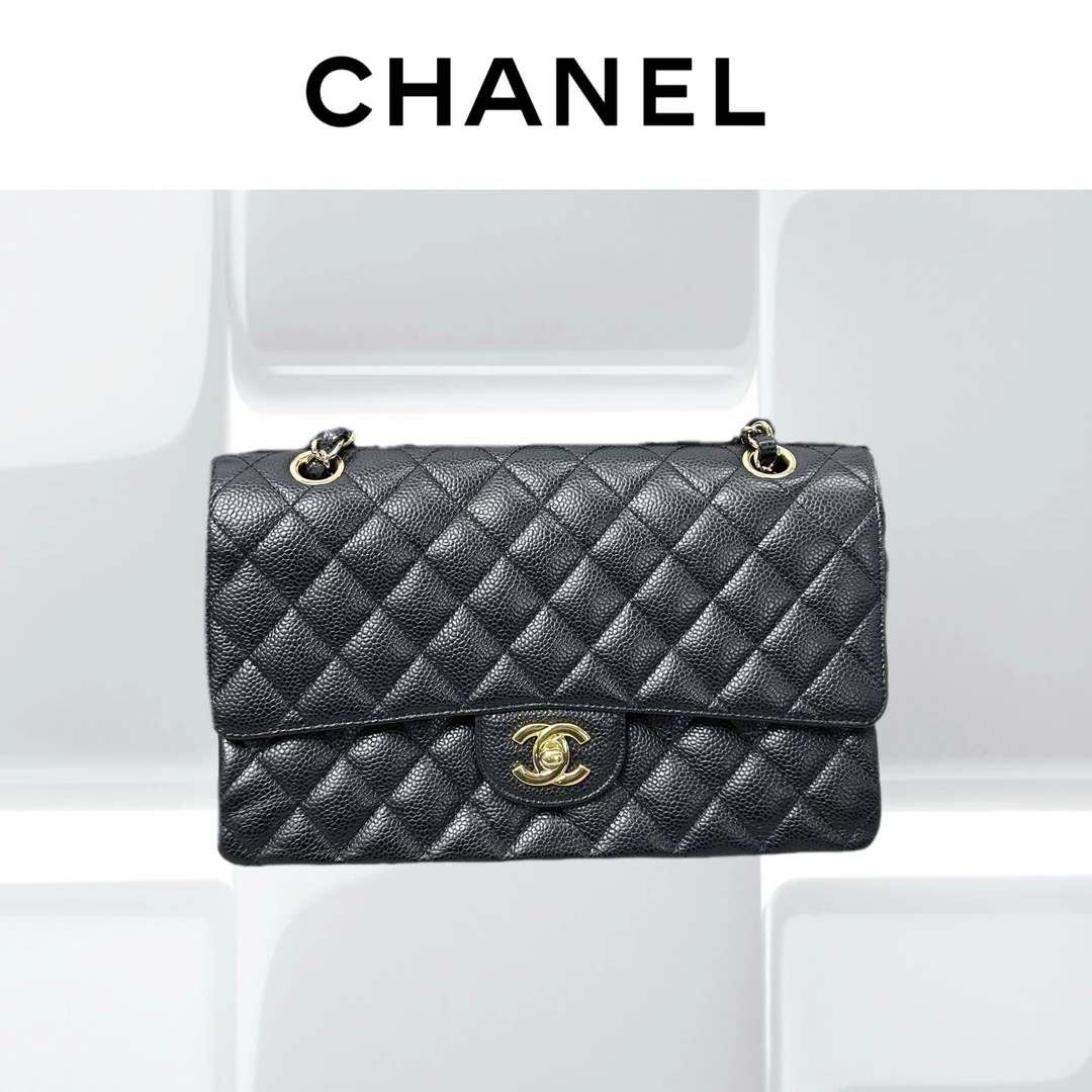 99新 Chanel/香奈儿 CF 中号 黑金 菱格纹 链条包