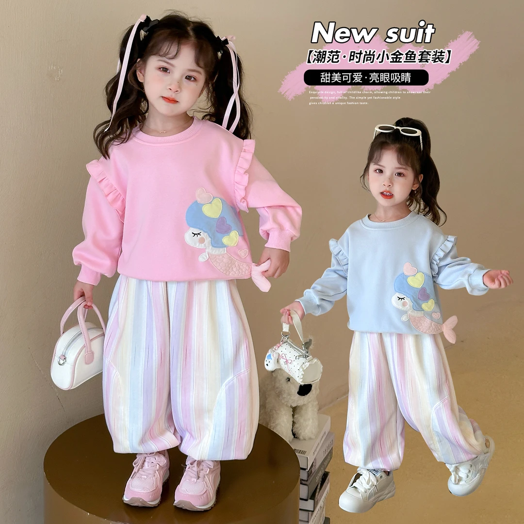 幼儿外出服超萌炸街女童休闲风春秋款简约时尚精致套装韩范洋气