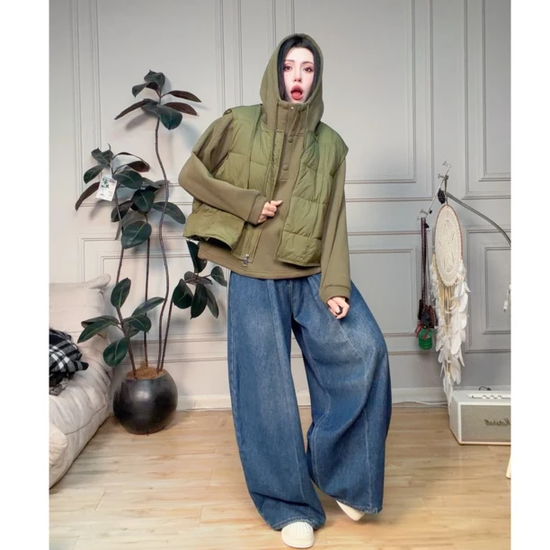 【xin儿】羽绒马夹加绒卫衣套装