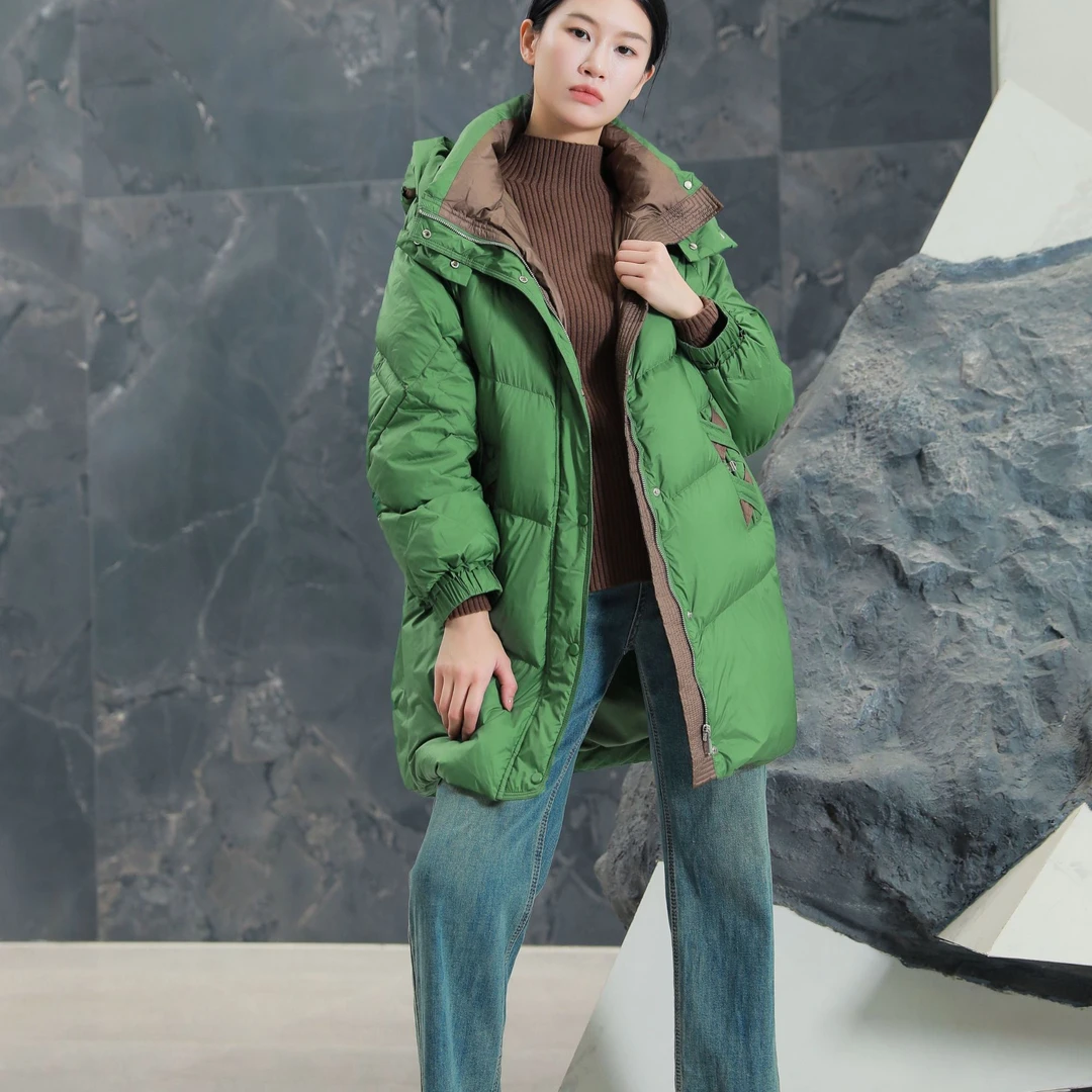 【钟意宠粉 】3357牛油果绿中长款羽绒服