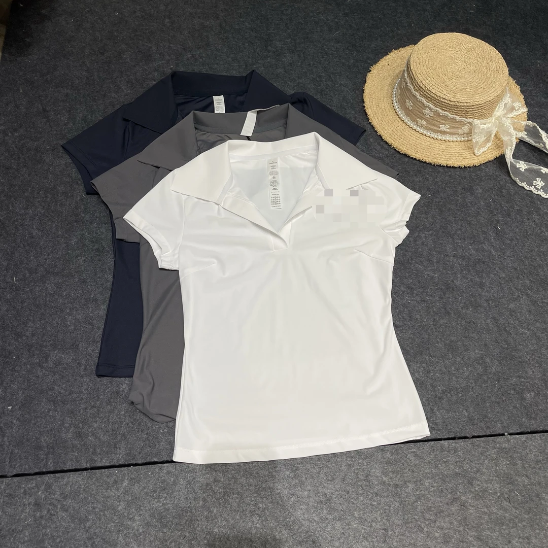 25S春夏新款设计感气质纯色透气POLO衫显瘦遮肉休闲短袖T恤