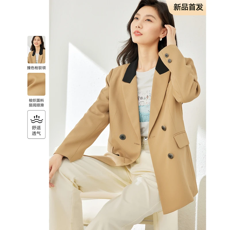 *美拉德穿搭西装外套女2025新款撞色拼接领子西服M3269