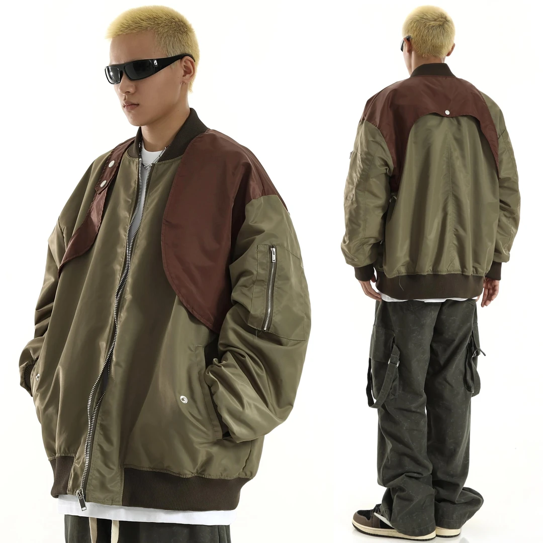 秋冬棒球服男美式覆古夹克oversize工装高街痞帅外套风衣ins潮