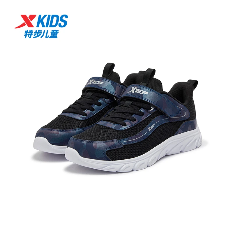 特步儿童春夏新款魔术贴跑步鞋中大童防滑密网运动鞋675115119035