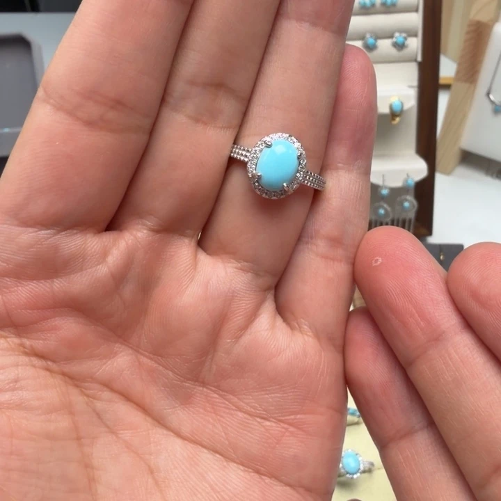 微****绿松石银S925镶嵌戒指