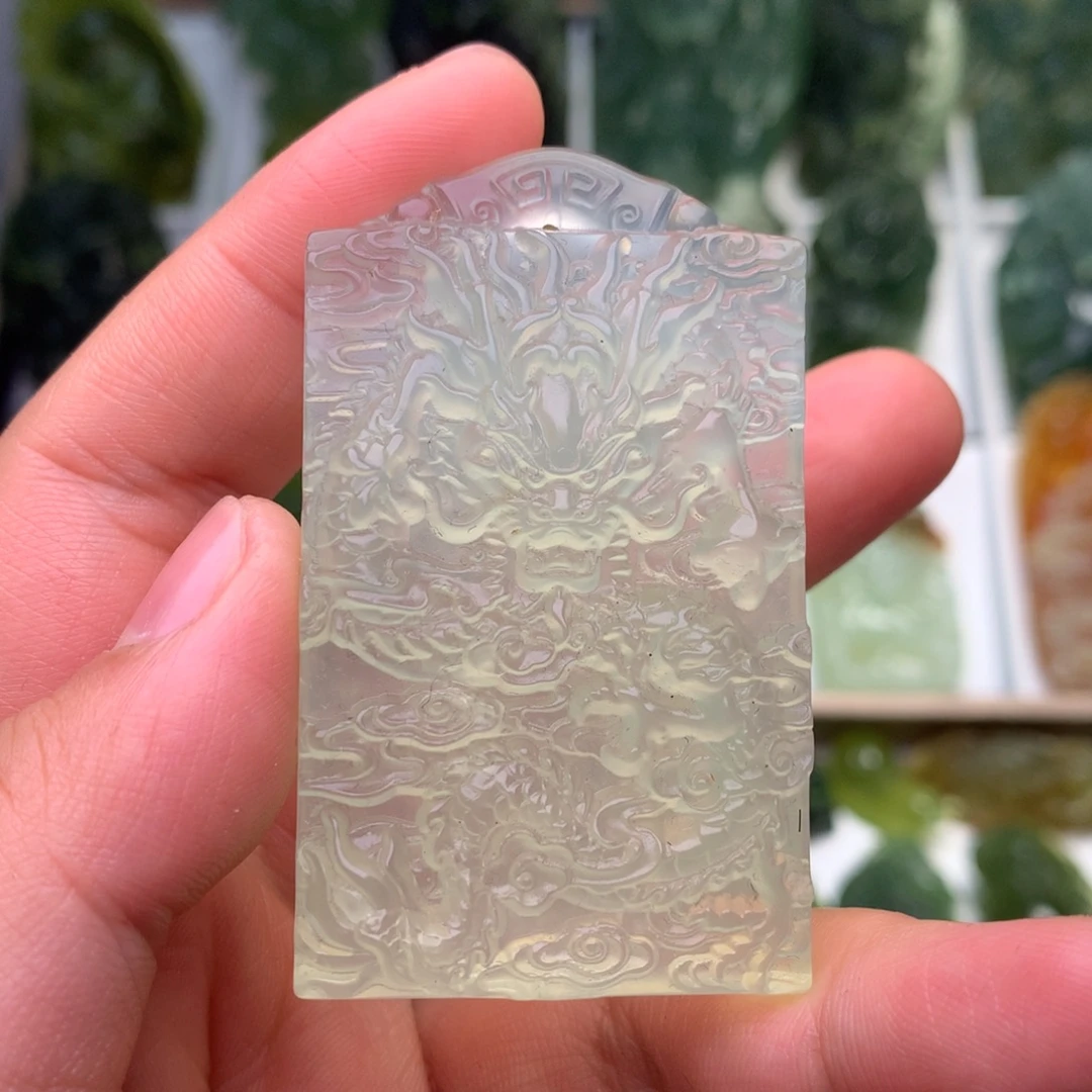 蛇纹石玉未镶嵌挂件龙牌