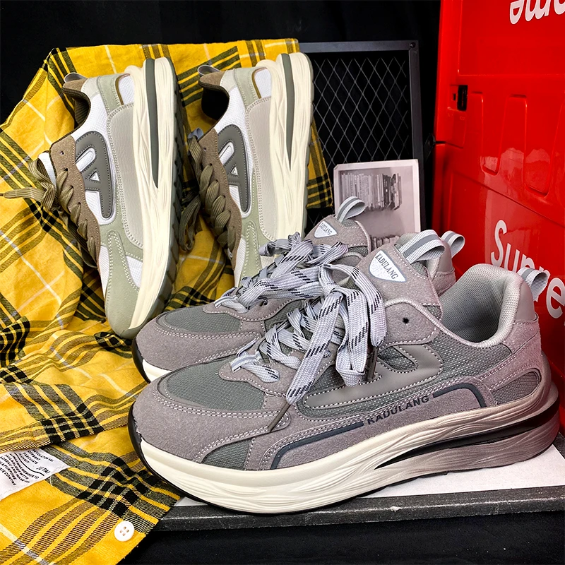 2025春季新款透气运动老爹鞋男潮流百搭情侣阿甘鞋隐形增高男鞋子