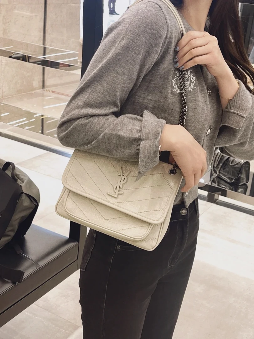 99新 YSL/圣罗兰 ysl niki小号白银d扣/99新/严选