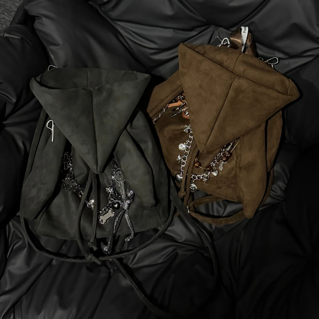 【XIAOHEI】兔耳朵双肩包美式时尚休闲复古个性重工