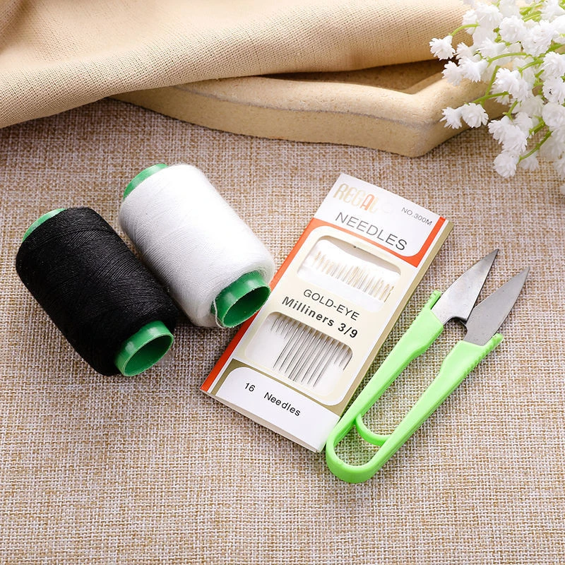 针线手工针线盒套装家用缝补缝衣服针线包缝纫线黑白线402线卷