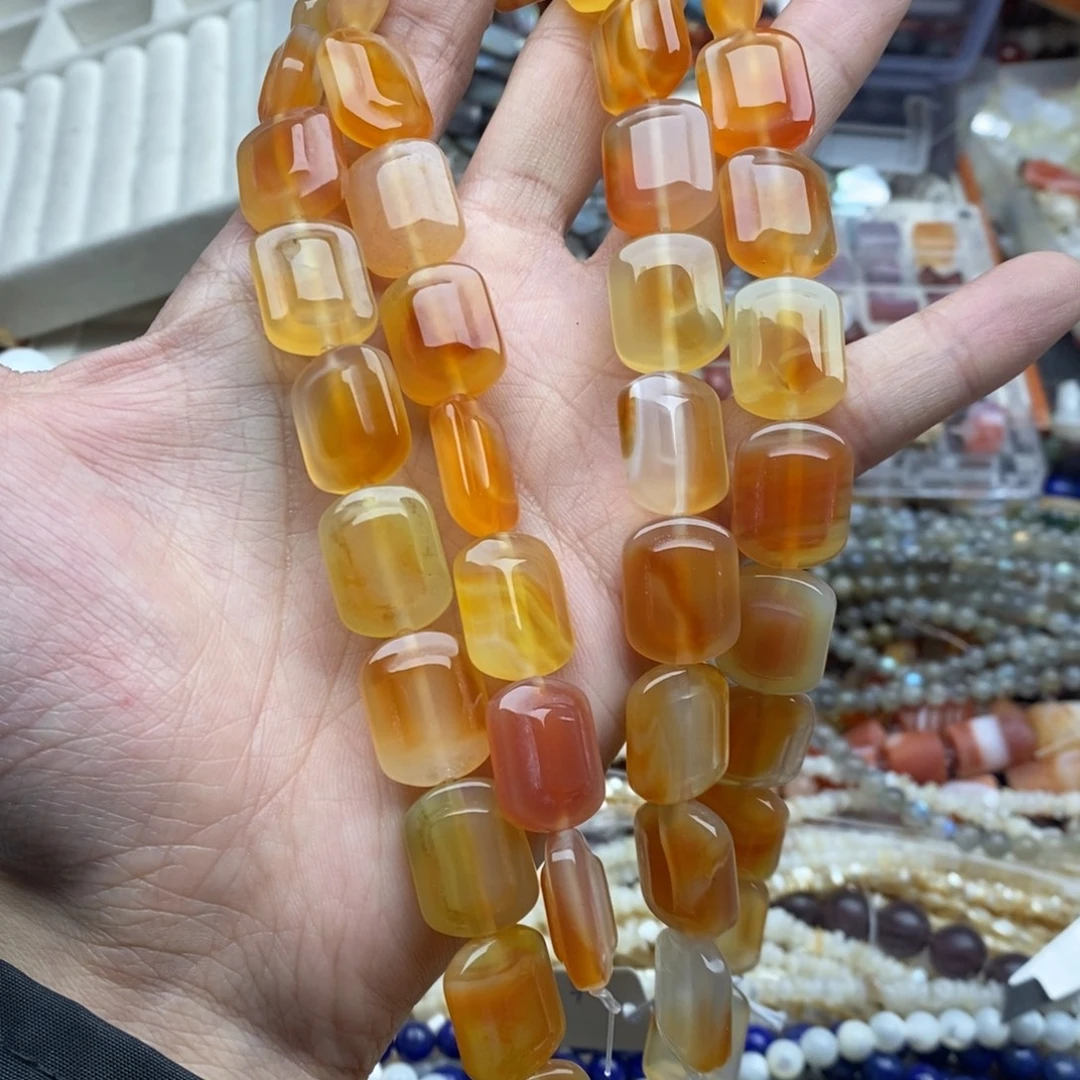 玛瑙/玉髓未镶嵌珠宝半成品一条天然14×18橘红玛瑙无事牌